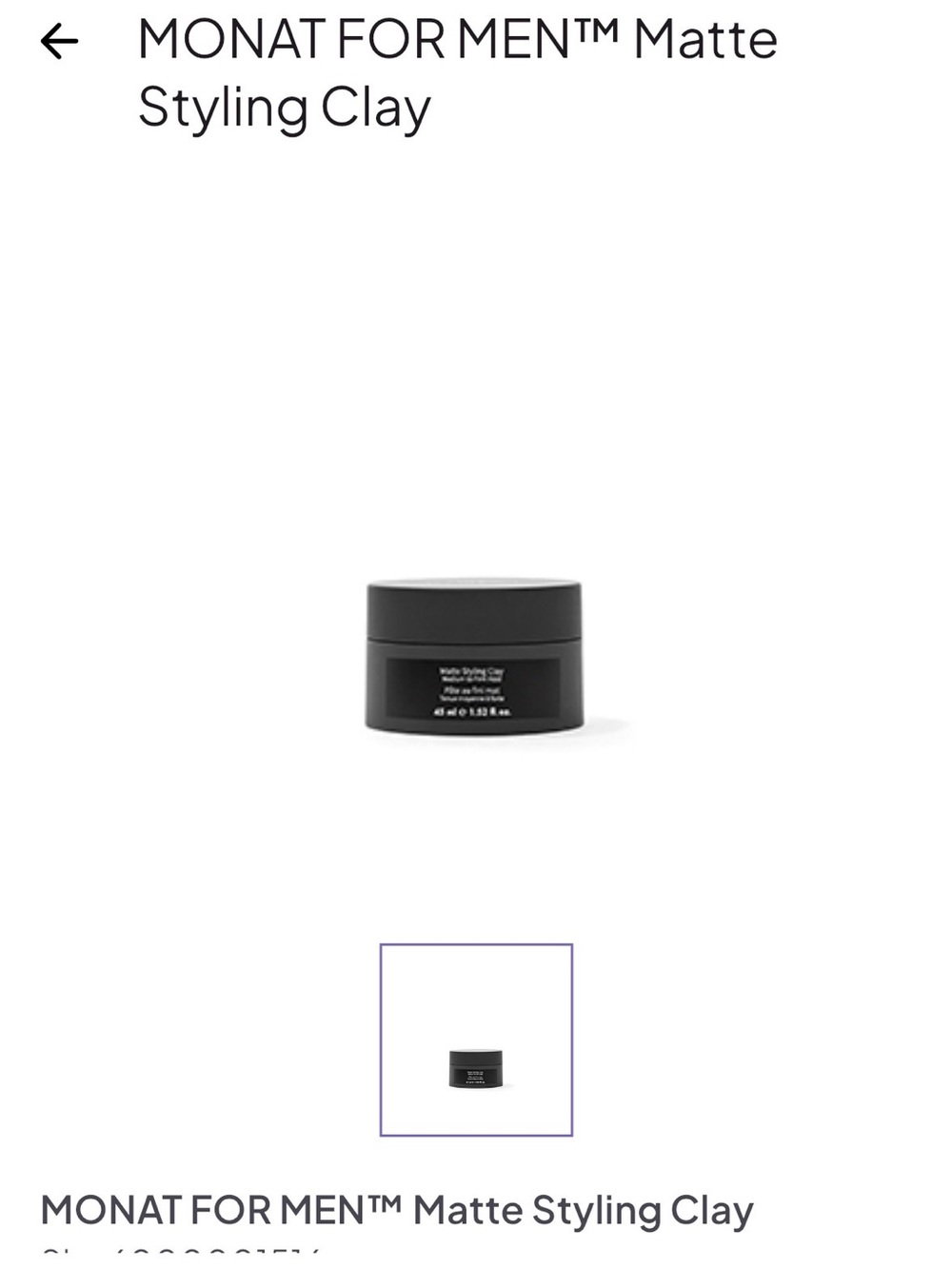 MONAT FOR MEN Matte Styling Clay — Black